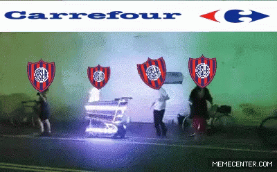 Carrefour Logo Above People With Shields GIF