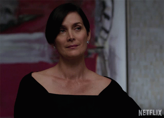 Carrie-anne Moss Smiling Trying Not To Cry GIF