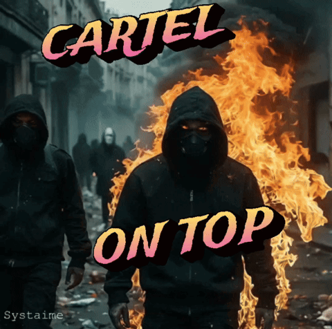 Cartel Above Man in Hoodie