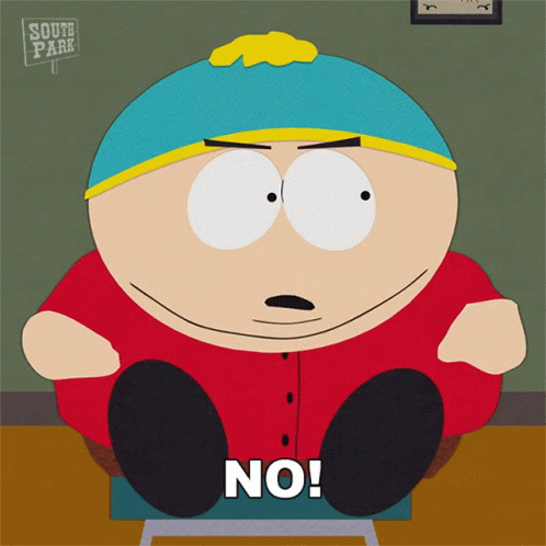 Upset Eric Cartman Saying No GIF