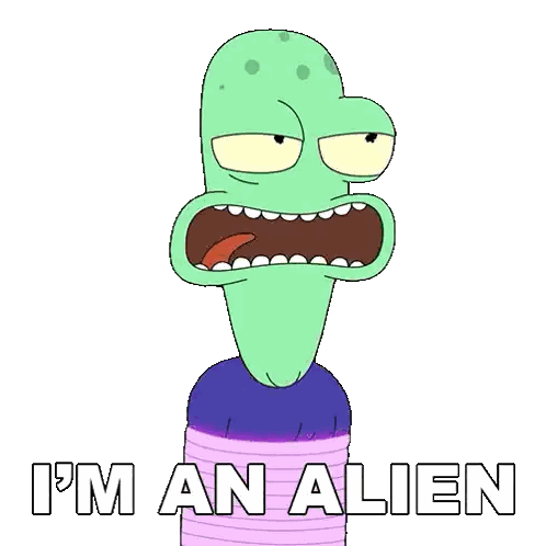 Cartoon Alien Saying I'm an Alien