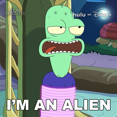 Cartoon Alien Saying Im an Alien
