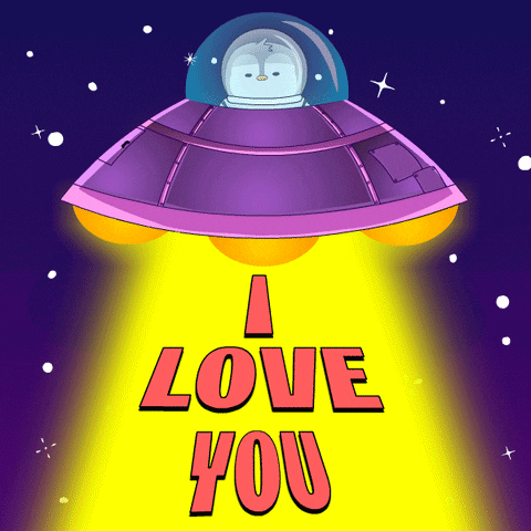 Cartoon Alien Spaceship I Love You Sticker GIF