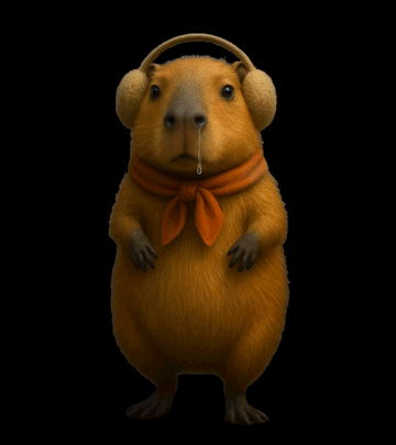 Cartoon Animal Crying in Ear Muffs and Scarf