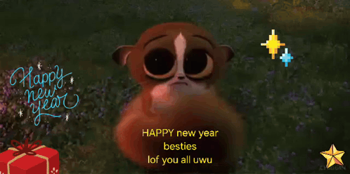 Cartoon Animal Saying Happy New Year