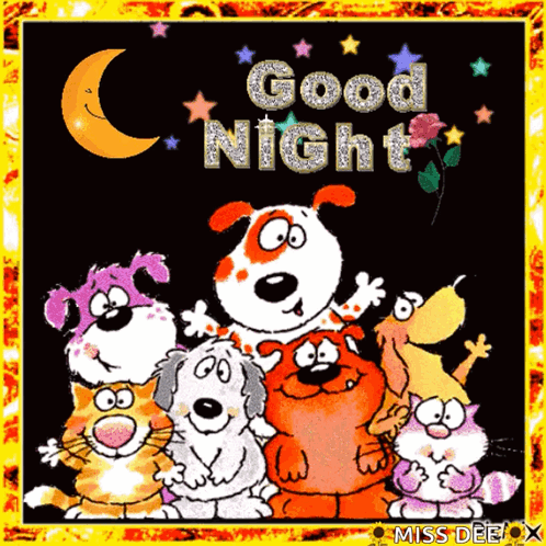 Cartoon Animals Saying Good Night GIF