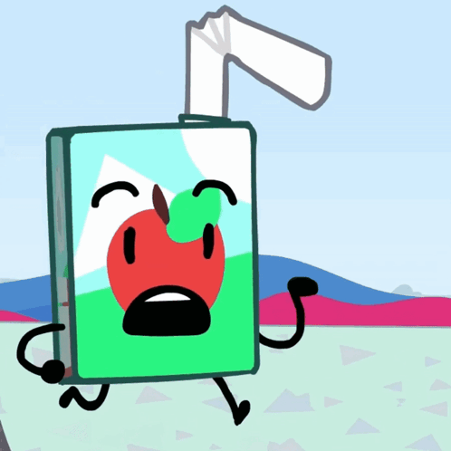 Cartoon Apple Juice Box With Straw