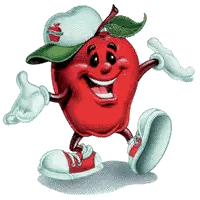 Cartoon Apple Wearing Hat and Sneakers