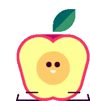 Cartoon Apple With Green Leaf