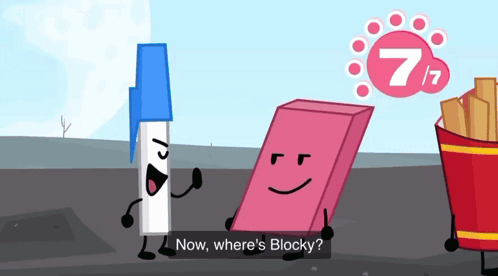Cartoon Asking Where Blocky In Fries Bucket GIF
