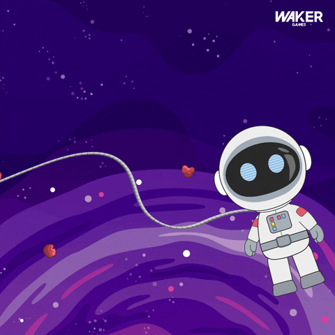 Cartoon Astronaut Floating On Outer Space GIF
