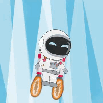 Cartoon Astronaut Flying Through Air GIF