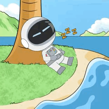 Cartoon Astronaut Sleeping Under Palm Tree GIF