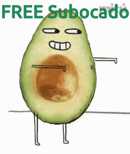 Cartoon Avocado Saying Free Subocado GIF