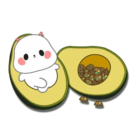 Cartoon Avocado With Cat Inside