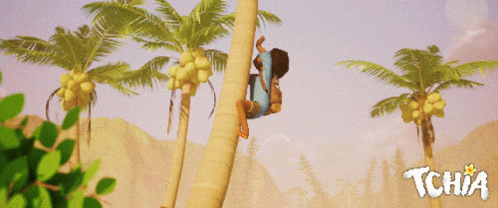 Cartoon Baby Climb Coconut Tree GIF