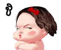 Cartoon Baby Girl Making Angry Face
