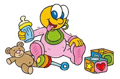 Cartoon Baby Holding Milk Bottle