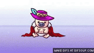 Cartoon Baby In Purple Hat And Red Cape GIF