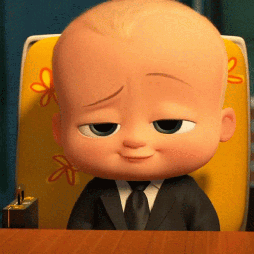 Cartoon Baby in Suit Sitting