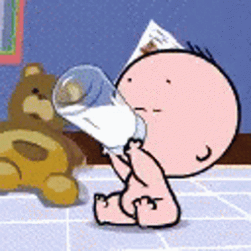 Cartoon Baby Milk Bottle with Teddy Bear