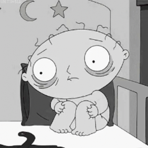 Cartoon Baby Sitting on Bed