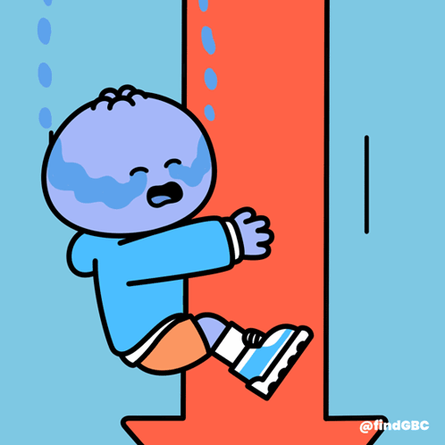 Cartoon Baby With Red Arrow Pointing Right