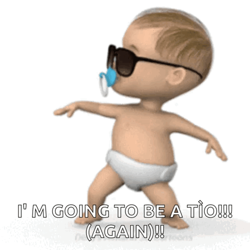 Cartoon Baby With Sunglasses And Pacifier I'm Going To Be A Tio GIF