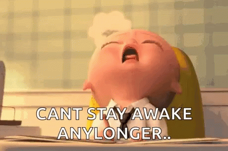 Cartoon Baby Yawning Can't Stay Awake