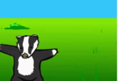 Cartoon Badger Standing in Field With Arms Outstretched