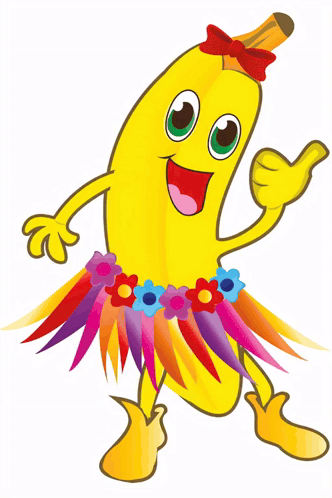Cartoon Banana in Colorful Skirt