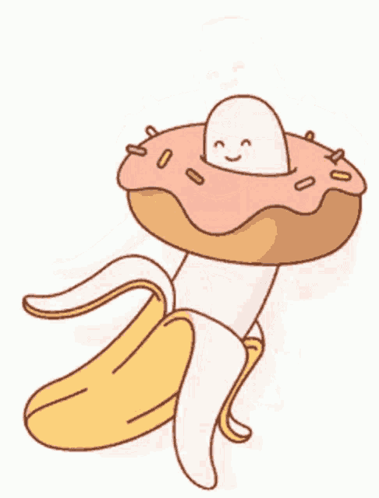 Cartoon Banana With Donut