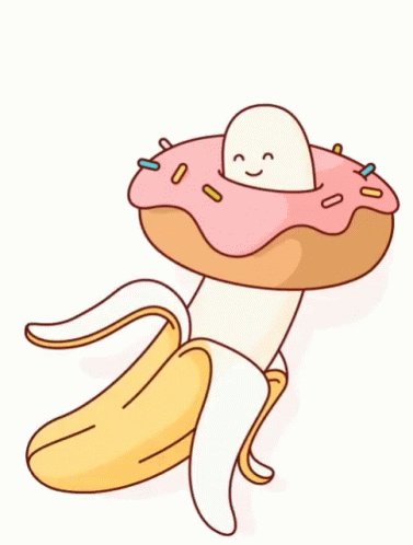 Cartoon Banana with Donut