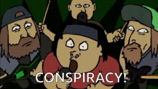 Cartoon Band With Conspiracy Text GIF