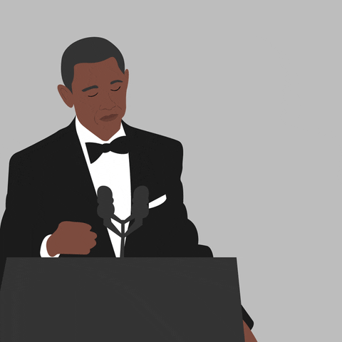 Cartoon Barack Obama Mic Drop GIF