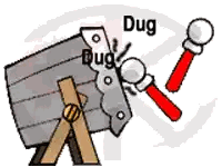 Cartoon Barrel Being Dug with Red Handle