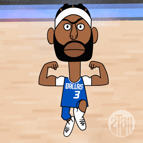 Cartoon Basketball Player In Dallas Jersey GIF
