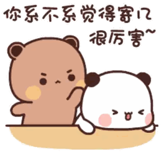 Cartoon Bear and Panda with Chinese Writing