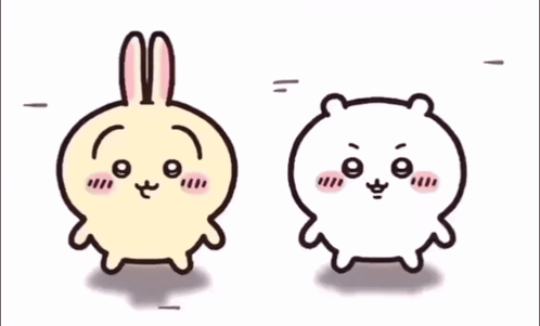 Cartoon Bear And Rabbit Making Heart Shape GIF