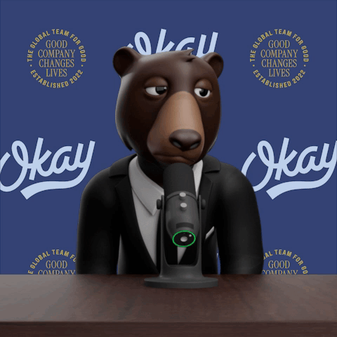 Cartoon Bear at Microphone Job's Not Finished