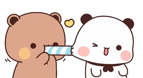 Cartoon Bear Blowing Party Horn