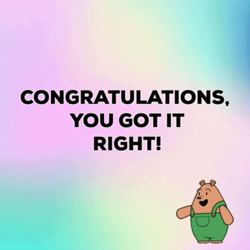 Cartoon Bear Congratulations You Got It Right