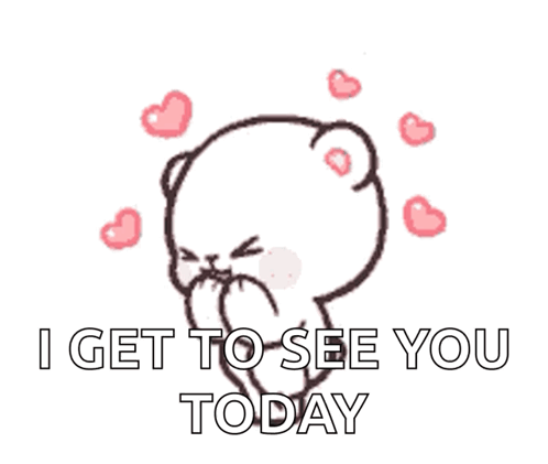 Cartoon Bear Covering Mouth Saying I Get To See You GIF