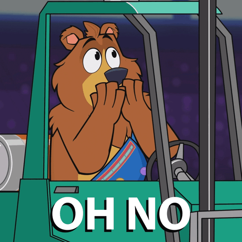 Cartoon Bear Driving Green Truck With Oh No