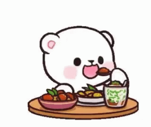 Cartoon Bear Eating And Drinking Tea GIF