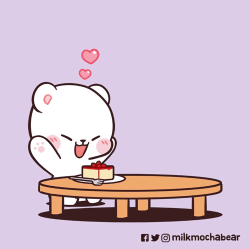 Cartoon Bear Eating Cake GIF