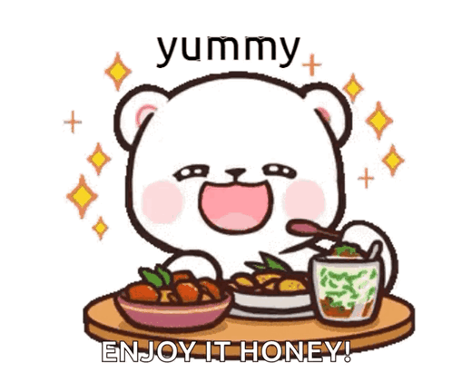 Cartoon Bear Eating Food Yummy Enjoy It Honey