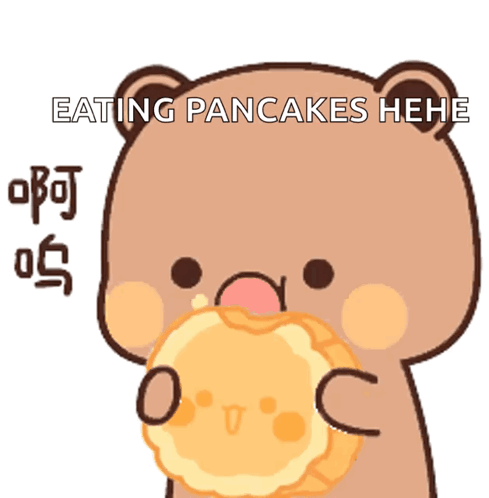 Cartoon Bear Eating Pancakes
