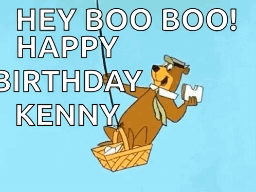 Cartoon Bear Flying Hot Air Balloon Happy Birthday