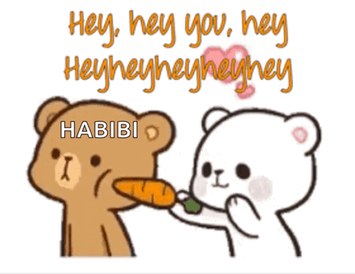 Cartoon Bear Giving Carrot with Hey Habibi